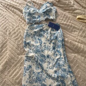 Floral Blue and White Women's Dress
